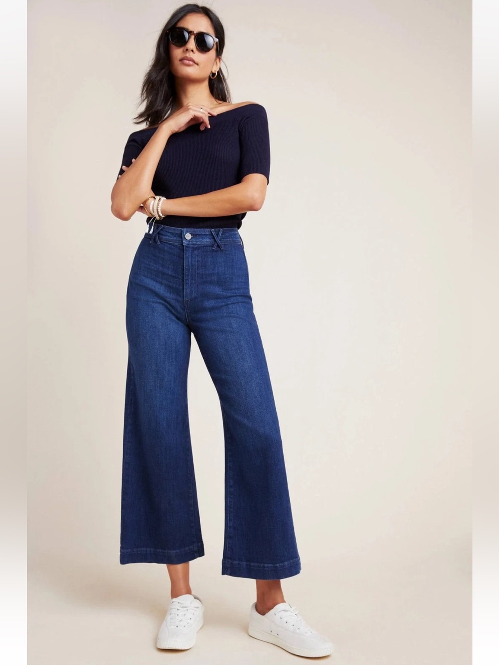 Paige Nellie high rise culotte Women's Jeans Mid Blue wash size 23